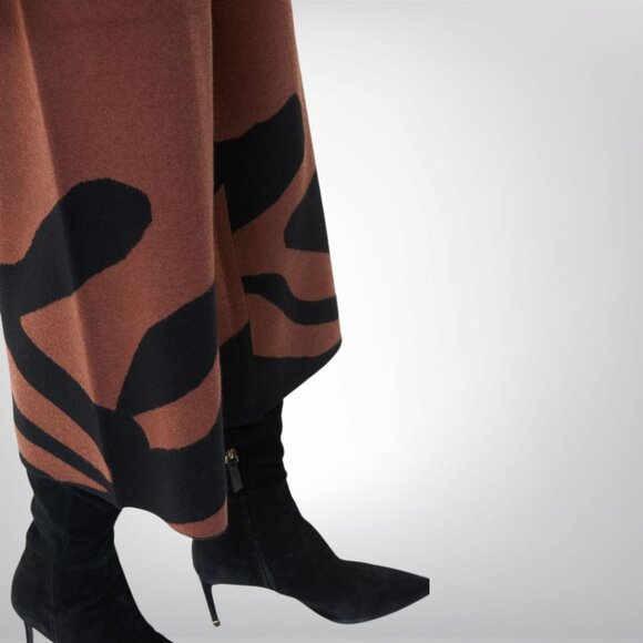 NEW Size M Joseph Ribkoff Black/Toffee Animal Print Knit Culotte Pants 223949 - Picture 3 of 5